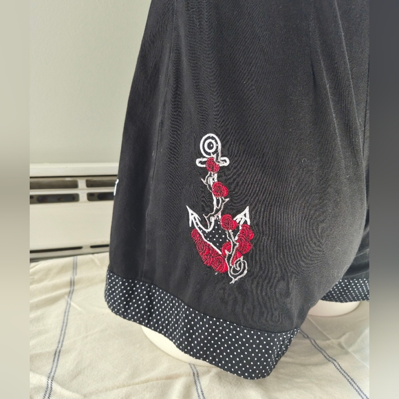 Black Polka Trim Sweetheart Romper with Anchor Embroidery - Picture 8 of 10